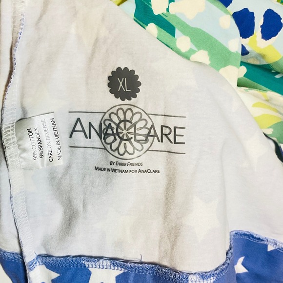 ANACLARE by 3 friends women's reversible dress cotton scalloped star tropical XL - Picture 5 of 7